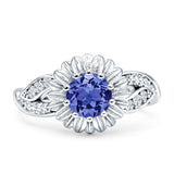 Sunflower Ring Infinity Twisted Round Cubic Zirconia 925 Sterling Silver