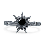 Sun Ring Round Cubic Zirconia 925 Sterling Silver