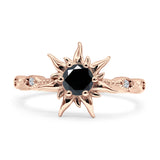 Sun Ring Round Cubic Zirconia 925 Sterling Silver