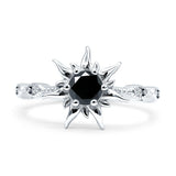 Sun Ring Round Cubic Zirconia 925 Sterling Silver