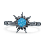 Sun Ring Round Cubic Zirconia 925 Sterling Silver