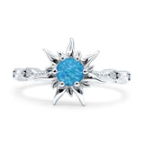 Sun Ring Round Cubic Zirconia 925 Sterling Silver