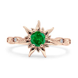 Sun Ring Round Cubic Zirconia 925 Sterling Silver