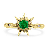 Sun Ring Round Cubic Zirconia 925 Sterling Silver