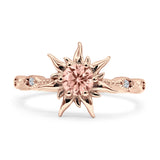 Sun Ring Round Cubic Zirconia 925 Sterling Silver