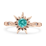 Sun Ring Round Cubic Zirconia 925 Sterling Silver