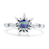 Sun Ring Round Cubic Zirconia 925 Sterling Silver