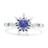 Sun Ring Round Cubic Zirconia 925 Sterling Silver