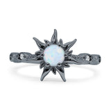 Sun Ring Round Cubic Zirconia 925 Sterling Silver