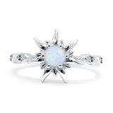 Sun Ring Round Cubic Zirconia 925 Sterling Silver