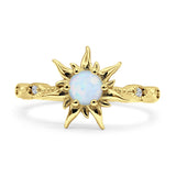 Sun Ring Round Cubic Zirconia 925 Sterling Silver