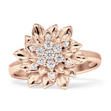 Flower Engagement Ring Cocktail Cubic Zirconia 925 Sterling Silver