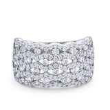 Half Eternity Fashion Band Ring Round Simulated CZ 925 Sterling Silver