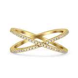 Cross Over X Crisscross Engagement Ring Round Simulated Cubic Zirconia 925 Sterling Silver