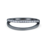 Half Eternity Ring Wedding Engagement Band Round Simulated Cubic Zirconia 925 Sterling Silver (6mm)