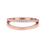 Half Eternity Ring Wedding Engagement Band Round Simulated Cubic Zirconia 925 Sterling Silver (6mm)