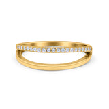 Half Eternity Ring Wedding Engagement Band Round Simulated Cubic Zirconia 925 Sterling Silver (6mm)