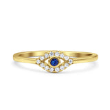 Eye Evil Wedding Engagement Ring Round Simulated Blue Sapphire Cubic Zirconia 925 Sterling Silver