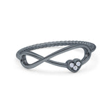 Infinity & Heart Ring Wedding Engagement Band Round Simulated Cubic Zirconia 925 Sterling Silver (7mm)