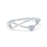 Infinity & Heart Ring Wedding Engagement Band Round Simulated Cubic Zirconia 925 Sterling Silver (7mm)
