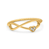 Infinity & Heart Ring Wedding Engagement Band Round Simulated Cubic Zirconia 925 Sterling Silver (7mm)