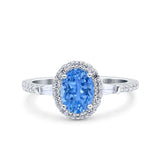 Halo Oval Art Deco Wedding Engagement Ring Simulated Cubic Zirconia 925 Sterling Silver