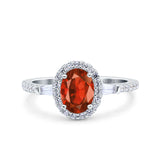 Halo Oval Art Deco Wedding Engagement Ring Simulated Cubic Zirconia 925 Sterling Silver