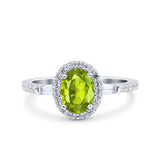 Halo Oval Art Deco Wedding Engagement Ring Simulated Cubic Zirconia 925 Sterling Silver