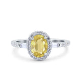 Halo Oval Art Deco Wedding Engagement Ring Simulated Cubic Zirconia 925 Sterling Silver