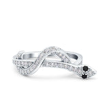 Half Eternity Snake Ring Band Simulated Cubic Zirconia 925 Sterling Silver (9mm)