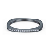 Half Eternity Ring Wedding Engagement Band Round Simulated Cubic Zirconia 925 Sterling Silver (1.7mm)