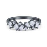 Half Eternity Cluster Ring Wedding Engagement Band Baguette Simulated CZ 925 Sterling Silver (6mm)