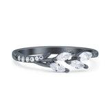 Half Eternity Ring Wedding Engagement Marquise Simulated Cubic Zirconia 925 Sterling Silver