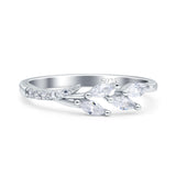 Half Eternity Ring Wedding Engagement Marquise Simulated Cubic Zirconia 925 Sterling Silver