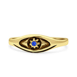 Eye Evil Star Thumb Ring Fashion Oxidized Simulated Blue Sapphire Solid 925 Sterling Silver