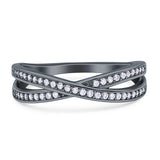 Crisscross Wedding Eternity Ring Cubic Zirconia 925 Sterling Silver