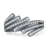 Bypass Stackable Statement Ring Cubic Zirconia 925 Sterling Silver