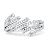 Bypass Stackable Statement Ring Cubic Zirconia 925 Sterling Silver