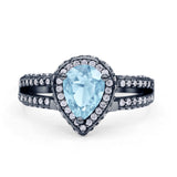 Vintage Style Pear Halo Engagement Ring Cubic Zirconia 925 Sterling Silver