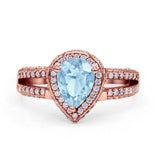 Vintage Style Pear Halo Engagement Ring Cubic Zirconia 925 Sterling Silver