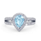 Vintage Style Pear Halo Engagement Ring Cubic Zirconia 925 Sterling Silver