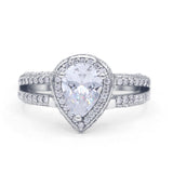 Vintage Style Pear Halo Engagement Ring Cubic Zirconia 925 Sterling Silver