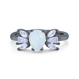 Teardrop Pear Art Deco Wedding Engagement Ring Simulated Cubic Zirconia 925 Sterling Silver