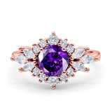 Art Deco Round Engagement Ring Cubic Zirconia 925 Sterling Silver