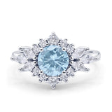 Art Deco Round Engagement Ring Cubic Zirconia 925 Sterling Silver
