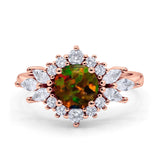 Art Deco Round Engagement Ring Cubic Zirconia 925 Sterling Silver