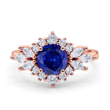 Art Deco Round Engagement Ring Cubic Zirconia 925 Sterling Silver