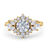 Art Deco Round Engagement Ring Cubic Zirconia 925 Sterling Silver
