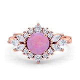 Art Deco Round Engagement Ring Cubic Zirconia 925 Sterling Silver