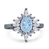 Vintage Style Halo Oval Natural Aquamarine Engagement Ring